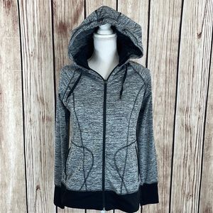 Eddie Bauer Motion Athletic Hooded Jacket Grey/Black W/Zip Pockets - Small